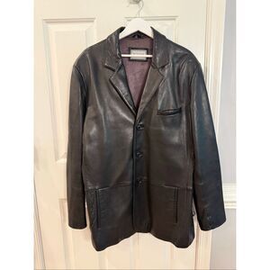Reilly Olmes Black Lamb Leather Button Up Blazer Jacket sz XL